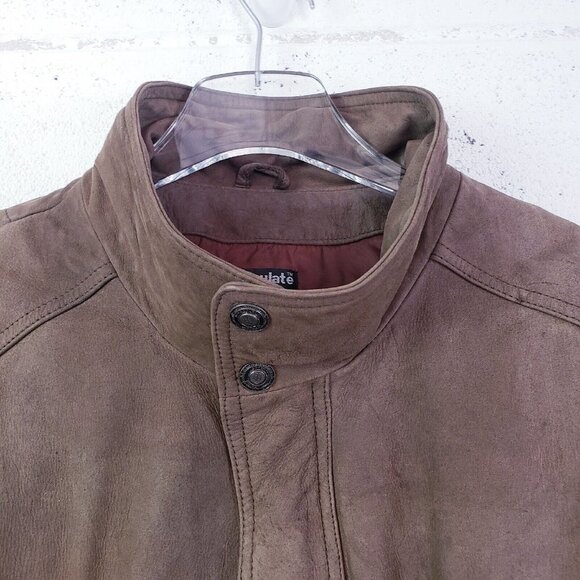 Vintage 90s y2k Adventure Bound Aviator Bomber Insulated Brown Leather Jacket 1X - Picture 5 of 12